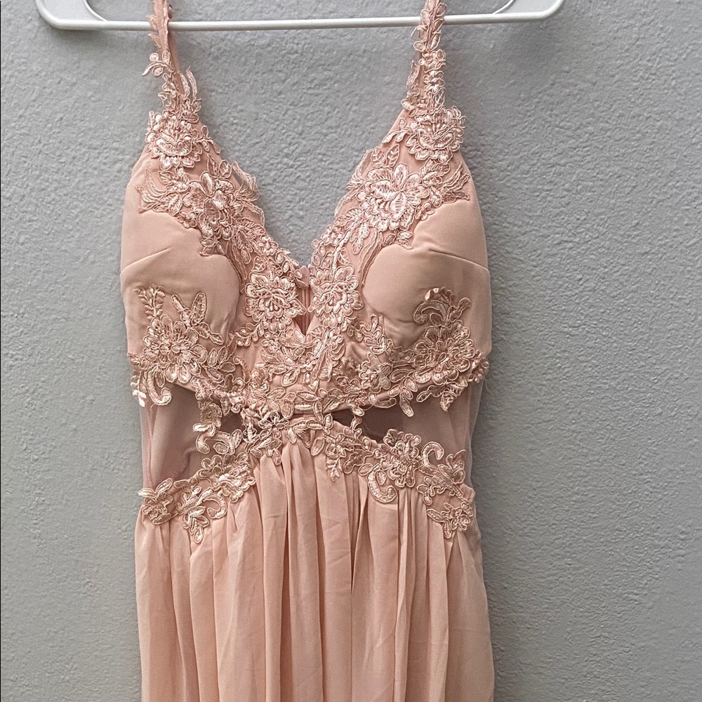 Long blush colored dress